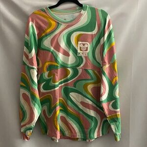 NWT DISNEY SPIRIT JERSEY SIZE MEDIUM MULTICOLOR  Swirl Long Sleeve Shirt NEW